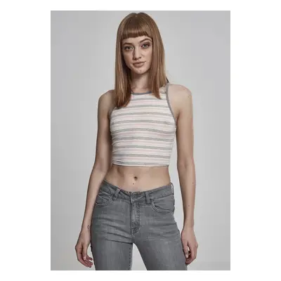 Dámský Rib Stripe Cropped Top růžová/bílá/šedá