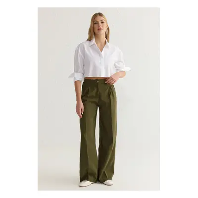 Trendyol Khaki Modal Soft Touch Wide Leg Trousers