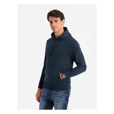 Ombre BASIC men's cotton kangaroo hooded sweatshirt - navy blue