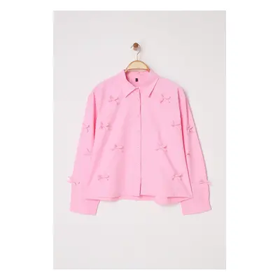 Trendyol Curve Pink Bowknot Plus Size Shirt