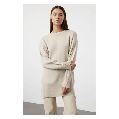 Trendyol Stone Pearl Detailed Knitwear Sweater