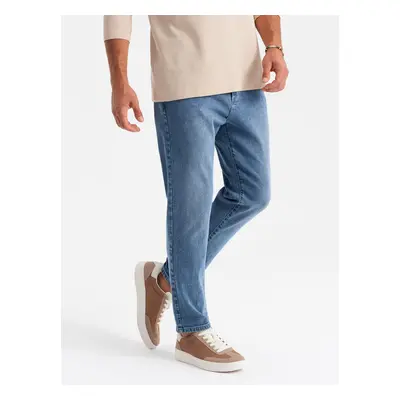 Ombre Men's CARROT FIT denim pants with subtle rubbing - blue