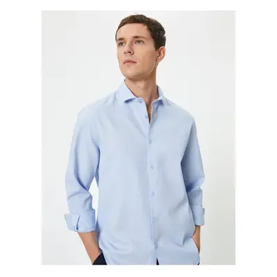 Koton Half Italian Collar Shirt Slim Fit Long Sleeve Buttoned