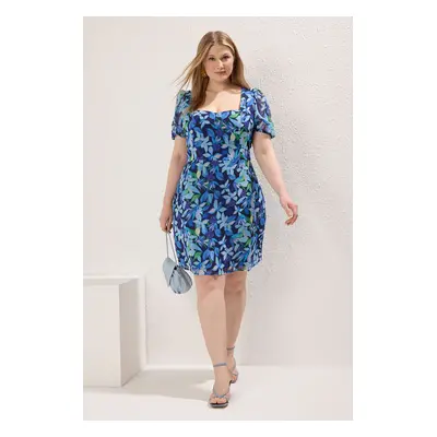 Trendyol Curve Blue Chiffon Woven Plus Size Dress