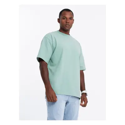 Ombre Men's LOOSE FIT cotton t-shirt with round neckline - mint