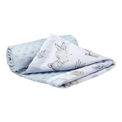 Medi Partners Blanket cotton + minky – Deer and Hedgehog + light blue Minky