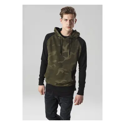 Camo Contrast Raglan Hoody olivový camo/blk