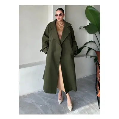 Laluvia Khaki Vorkuta Belted Coat-54496