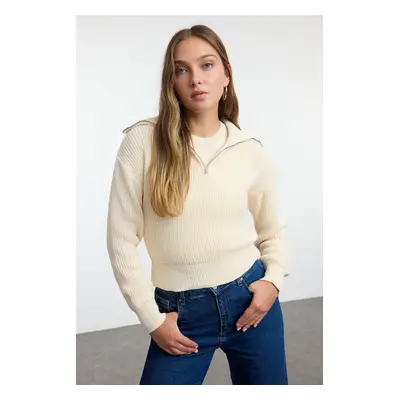 Trendyol Stone Crop Turn-down Collar Sweater-Blouse Set Knitwear Sweater