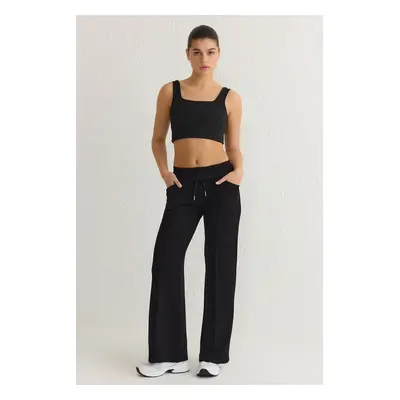 Trendyol Black Plain Diver/Scuba Sportswear Sweatpants