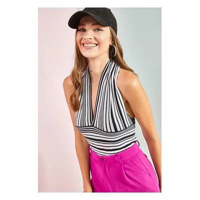 Bianco Lucci Women's Weightlifting Striped Blouse