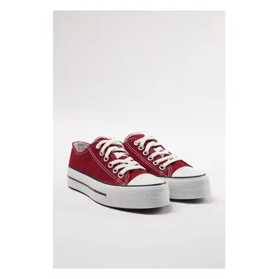 Trendyol Claret Red Laced High Sole Women's Sneakers