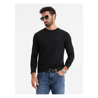 Ombre Men's SLIM FIT longsleeve with elastane and print - black