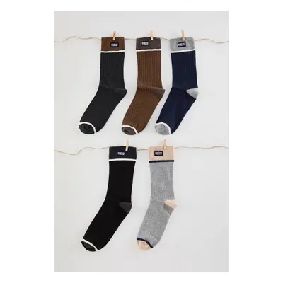 Trendyol Multicolored Unisex 5-Pack Cotton Color Block Labeled College-Tennis-Mid Length Socks