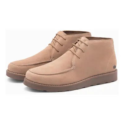 Ombre Men's suede ankle boots with thick sole - beige