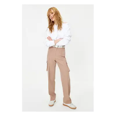 Trendyol Mink Cargo Straight Cut Woven Double Pocket Woven Trousers