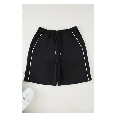 Trendyol Black Regular Cut Piping Shorts & Bermuda