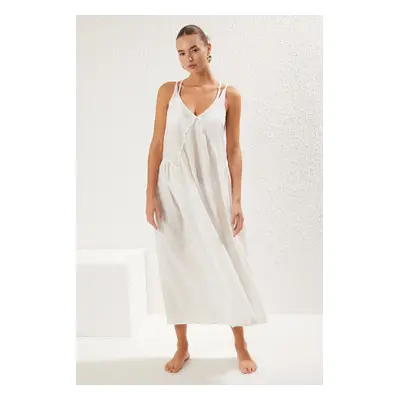 Trendyol Ecru Maxi Woven Accessory Beach Dress