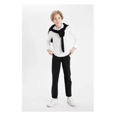 DEFACTO Boy's Straight Leg Pocket Black Gabardine School Trousers