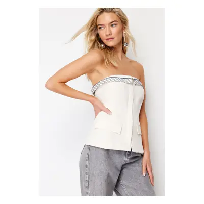 Trendyol Ecru Regular Strapless Woven Vest