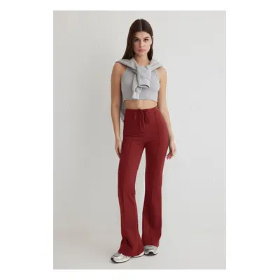 Trendyol Tile Connection Detailed Interlock Wide leg Flexible Knitted Trousers