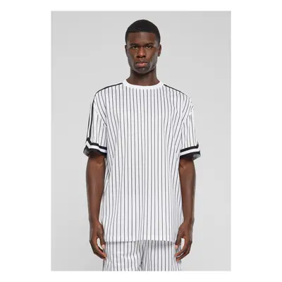 Pánské tričko Oversized Striped Mesh Tee - bílo/černé