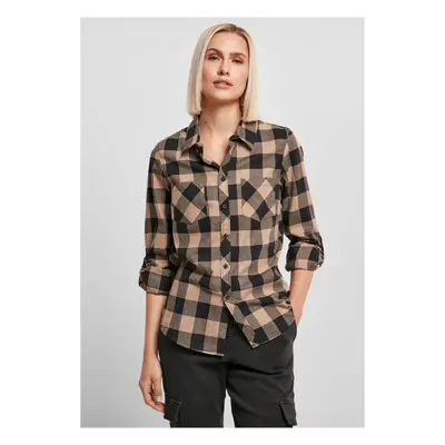 Ladies Turnup Checked Flanell Shirt black/softtaupe