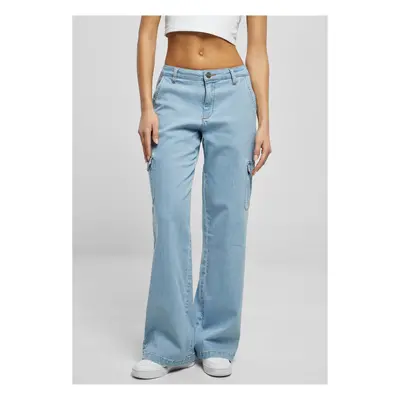 Dámské džíny High Waist Straight Denim Cargo - modré