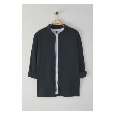 Trendyol Anthracite Regular Fit Textured Shirt