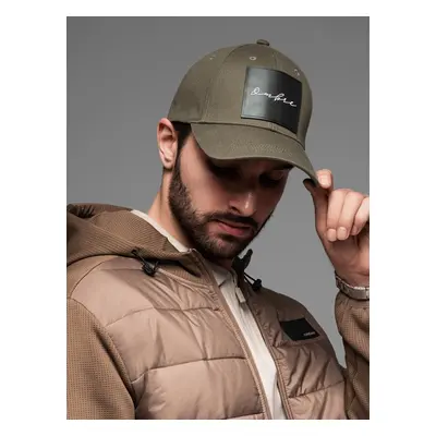 Ombre Men's baseball cap with visor and large patch - khaki