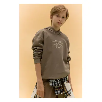 DEFACTO Boy Oversize Wide Pattern Printed Hooded Sweatshirt