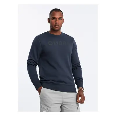 Ombre Classic men's sweatshirt with inscription - navy blue