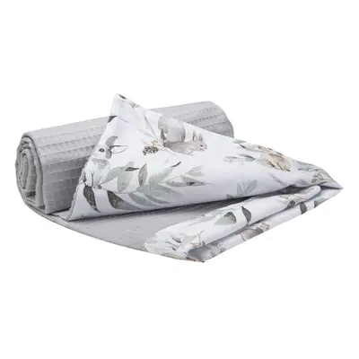 Medi Partners Blanket cotton + cotton Waffle – Deer in leaves + gray Waffle