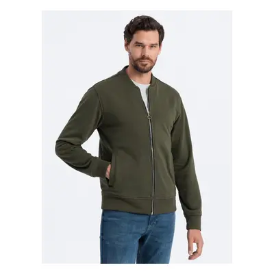 Ombre Cotton unbuttoned men's sweatshirt bomber - khaki