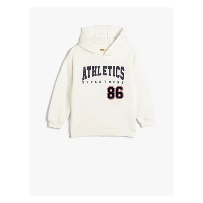 Koton Hooded Sweatshirt College Printed Oversize Cotton Blend