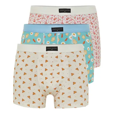 Trendyol 3-Pack Multi Color Food Patterned Cotton Boxer