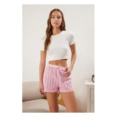 Trendyol Pink Single 100% Cotton Openwork Elastic Flamed Cotton Woven Pajama Bottoms