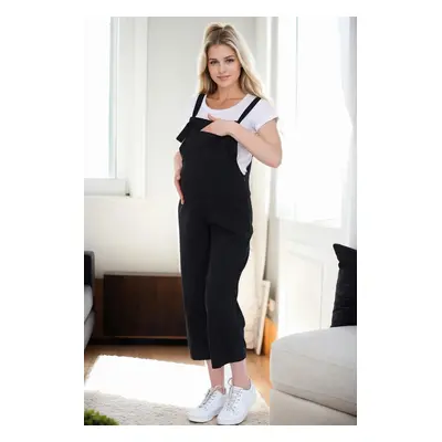 38739 Dewberry Women Pregnant Jumpsuit-BLACK