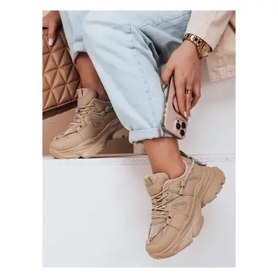 Sneakersy damskie na grubszej podeszwie NEWMOVE khaki Dstreet