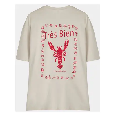 Trendyol stone Oversize/Wide Cut Lobster Printed T-shirt