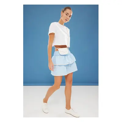 Trendyol Blue Ruffle Mini Length Woven Skirt with Hip Skirt