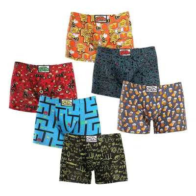 6PACK pánské boxerky Styx long art klasická guma vícebarevné