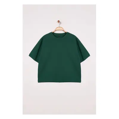 Trendyol Dark Green Boxy/Square Cut Thick Premium T-Shirt