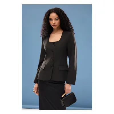 Trendyol Black Square Collar Blazer Jacket Blazer Jacket