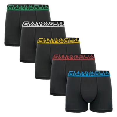 5PACK pánské boxerky Gianvaglia černé