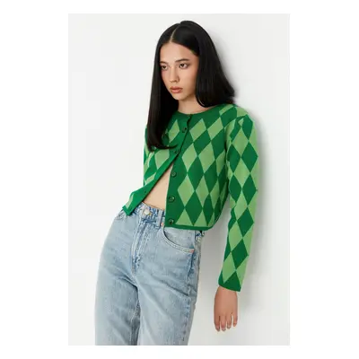 Trendyol Green Crop Knitwear Cardigan