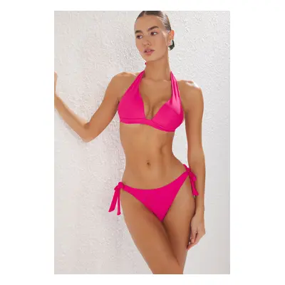 Trendyol Fuchsia Triangle Tied Regular Bikini Set