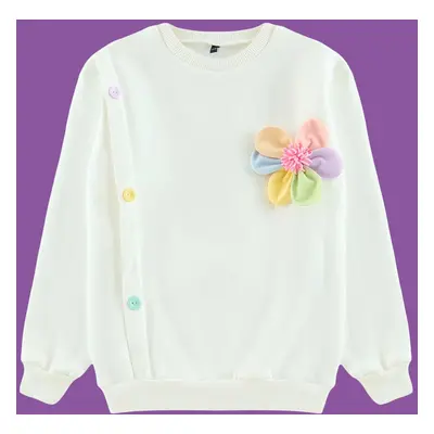 Trendyol Ecru Girl's Floral Knitted Sweatshirt