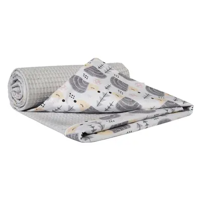 Medi Partners Blanket cotton + cotton Waffle – Hedgehogs + gray waffle