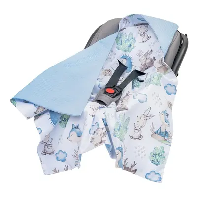 Medi Partners Baby carrier wrap – blanket with hood cm – Waffle – Deer and hedgehog + mint Waffl